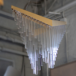 Люстра золотого цвета в форме галочки с каскадом длинных прозрачных трубок Eurofase варинант исполнения - 14 | Loft Concept в Ульяновске