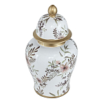 Ваза с нежным цветочным узором в пастельных тонах и крышкой с золотым акцентом Chinoiserie Ceramics варинант исполнения - 1 | Loft Concept в Ульяновске