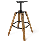 Барный стул со спинкой и металлической подставкой на 4-х деревянных ножках Коричневый Велюр Vendramin Chair варинант исполнения - 5 | Loft Concept в Ульяновске