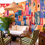 Обои ручная роспись в стиле Арт-деко Jazz Original colourway on painted silk with embroidery варинант исполнения - 1 | Loft Concept в Ульяновске