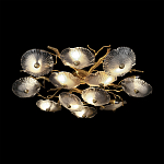 Потолочная люстра круглая ветвистыми бронзовыми элементами и стеклянными рифлеными дисками Textured Glass Chandelier варинант исполнения - 4 | Loft Concept в Ульяновске