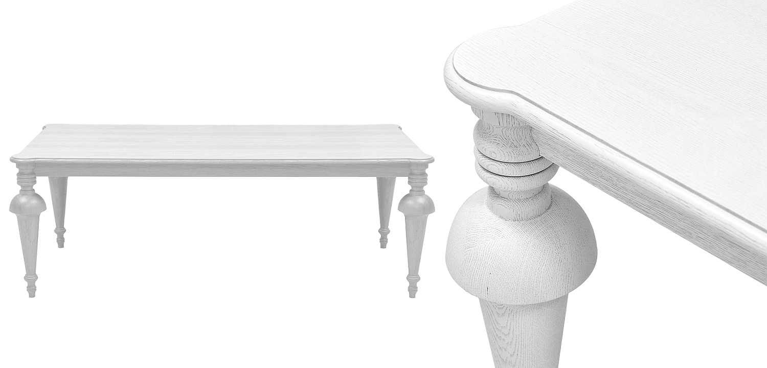 Обеденный деревянный стол Kelise White Dinner Table Белый Обеденный деревянный стол Kelise White Dinner Table Белый - Loft-Concept в Ульяновске