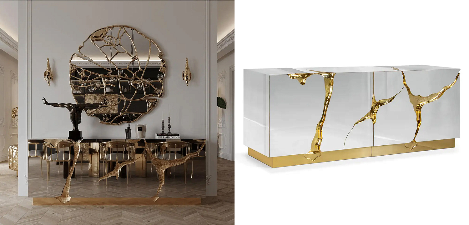 Буфет Modern Contemporary Lapiaz Sideboard Boca do Lobo Mirror Буфет Modern Contemporary Lapiaz Sideboard Boca do Lobo Mirror - Loft-Concept в Ульяновске