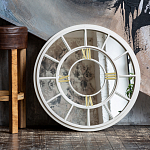 Зеркало настенное в белой металлической раме в виде часов Mirror Tower Clock варинант исполнения - 4 | Loft Concept в Ульяновске