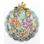 Блюдо из голубого фарфора с бронзовой птичкой Blue Garden варинант исполнения - 2 | Loft Concept в Ульяновске