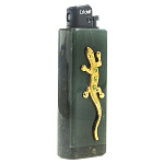 Зажигалка газовая из натурального камня Офиокальцит с декоративной металлической вставкой в виде ящерицы Metal Stone Lighters варинант исполнения - 1 | Loft Concept в Ульяновске