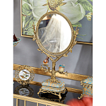 Зеркало с бронзовой подставкой в виде дерева и фарфоровыми птичками на голубом основании Eden Garden варинант исполнения - 4 | Loft Concept в Ульяновске