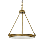 Люстра подвесная цвета латунь с плоским круглым матовым стеклянным плафоном на цепи Hinkley варинант исполнения - 1 | Loft Concept в Ульяновске