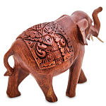 Статуэтка из дерева суар в виде слона в традиционном облачении Elephant in blanket варинант исполнения - 2 | Loft Concept в Ульяновске