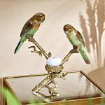 Подсвечник с двумя попугаями из фарфора на бронзовой ветке Eden Garden варинант исполнения - 1 | Loft Concept в Ульяновске