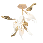 Люстра потолочная с белыми матовыми и золотыми глянцевыми листьями Wintery flovers варинант исполнения - 2 | Loft Concept в Ульяновске