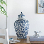 Ваза с крышкой и бело-синим цветочным узором Blue & White Ornament  варинант исполнения - 8 | Loft Concept в Ульяновске