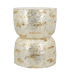 Приставной столик с мозаичным рисунком из раковин устриц Bone Inlay варинант исполнения - 2 | Loft Concept в Ульяновске