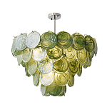 Люстра из зеленых стеклянных дисков с перламутровым эффектом Green Glowing Glaze варинант исполнения - 1 | Loft Concept в Ульяновске