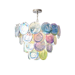 Люстра с каскадом из круглых разноцветных стеклянных дисков Mother of Pearl Iridescence варинант исполнения - 4 | Loft Concept в Ульяновске