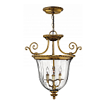 Люстра подвесная цвета латунь с прозрачным стеклянным плафоном и тремя лампами в классическом стиле на цепи Hinkley варинант исполнения - 2 | Loft Concept в Ульяновске