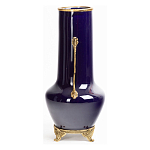 Ваза темно-синяя фарфоровая с бронзовыми ручками и ножками Eden Garden варинант исполнения - 3 | Loft Concept в Ульяновске