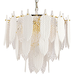 Люстра с декором из рельефного стекла в виде перьев Abelia Feather Chandelier 10 варинант исполнения - 1 | Loft Concept в Ульяновске