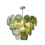Люстра из зеленых стеклянных дисков с перламутровым эффектом Green Glowing Glaze варинант исполнения - 8 | Loft Concept в Ульяновске