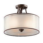 Потолочный светильник с двойным цилиндрическим плафоном из белого стекла и прозрачной органзы Kichler варинант исполнения - 1 | Loft Concept в Ульяновске