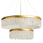 Люстра двухъярусная с золотого цвета и прозрачными подвесками Pettico варинант исполнения - 1 | Loft Concept в Ульяновске