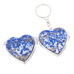 Зеркало брелок складное двухстороннее в форме сердца из натурального камня Лазурит Stone Mirrors варинант исполнения - 2 | Loft Concept в Ульяновске