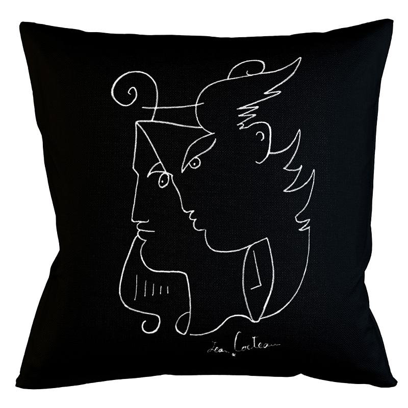 Декоративная подушка White Silhouette Orpheus Pillow Бежевый Черный в Ульяновске | Loft Concept 