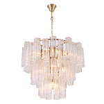 Люстра круглая многоярусная с прозрачными подвесками из стекла Hexagon Tube Light варинант исполнения - 3 | Loft Concept в Ульяновске