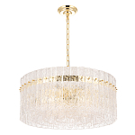 Люстра подвесная круглая с прозрачными рельефными стеклянными вставками и золотым основанием Textured Glass Chandelier варинант исполнения - 2 | Loft Concept в Ульяновске