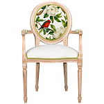 Стул с подлокотниками золотистый из бука с изображением птиц и цветов Blooming Red Birds варинант исполнения - 1 | Loft Concept в Ульяновске