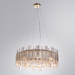 Люстра подвесная круглая с прозрачными хрустальными трубками и золотистым каркасом Диаметр 60 см Hexagon Tube Light варинант исполнения - 2 | Loft Concept в Ульяновске