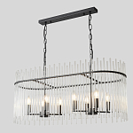 Люстра подвесная овальная со стеклянными прозрачными трубками и металлическим каркасом черного цвета Nembus варинант исполнения - 3 | Loft Concept в Ульяновске