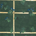 Обои ручная роспись Morning Glory Original colourway on Edo Green painted Xuan paper варинант исполнения - 1 | Loft Concept в Ульяновске