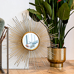 Зеркало-солнце круглое в раме из металла с золотыми с лучами Rays of Peace варинант исполнения - 3 | Loft Concept в Ульяновске