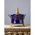 Чаша темно-синего цвета из фарфора с бронзовыми фигурками белок Eden Garden porcelain and bronze варинант исполнения - 3 | Loft Concept в Ульяновске