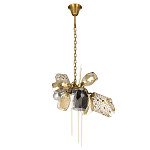 Люстра подвесная со стеклянными плафонами из дымчатого и золотистого с тремя вертикальными подвесками Gilded Mirage  варинант исполнения - 2 | Loft Concept в Ульяновске