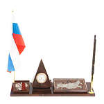 Настольный письменный набор с часами в виде пирамиды из природного камня обсидиана Pyramid of Time варинант исполнения - 1 | Loft Concept в Ульяновске