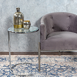 Приставной столик на серебристом основании с столешницей из стекла Noir варинант исполнения - 4 | Loft Concept в Ульяновске