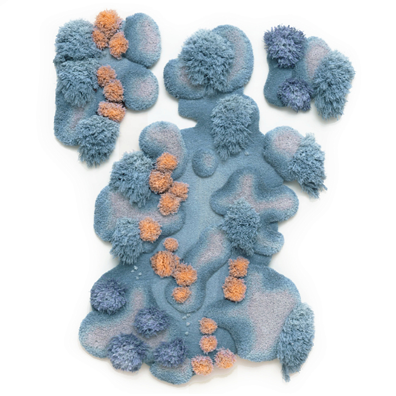 Тканый вручную Большой абстрактный гобелен Frost Forest Голубой Бежевый в Ульяновске | Loft Concept 