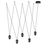 Подвесной светильник черными плафонами на длинных пересекающихся тросах Construction варинант исполнения - 2 | Loft Concept в Ульяновске