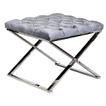 Пуф велюровый серый с каретной стяжкой Perennially варинант исполнения - 1 | Loft Concept в Ульяновске