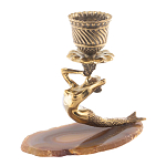 Подсвечник бронзовый из натурального камня агат Stone Candlestick варинант исполнения - 1 | Loft Concept в Ульяновске