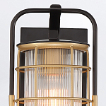 Настенный фонарь цилиндрической формы с рифленым стеклом в золотом каркасе на черном прямоугольном основании Eurofase варинант исполнения - 13 | Loft Concept в Ульяновске