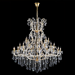 Люстра многоярусная с 53-мя лампочками и прозрачными хрустальными подвесками на основании золотого цвета Crystal lamps варинант исполнения - 2 | Loft Concept в Ульяновске