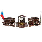 Настольный письменный набор с часами из природного камня обсидиана Competent Leader варинант исполнения - 1 | Loft Concept в Ульяновске