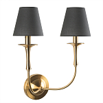 Бра с металлическим основанием бронзового цвета и 2-мя черными конусовидными абажурами Dignity варинант исполнения - 1 | Loft Concept в Ульяновске