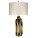 Настольная лампа с рифленым керамическим основанием в бронзовом цвете и жемчужным шёлковым абажуром Elstead Lighting варинант исполнения - 1 | Loft Concept в Ульяновске
