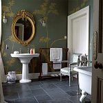 Обои ручная роспись Bamboo Golden on Blue grey dyed silk варинант исполнения - 1 | Loft Concept в Ульяновске