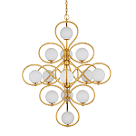 Люстра с закругленным каркасом золотого цвета и белыми плафонами Round Curl варинант исполнения - 2 | Loft Concept в Ульяновске