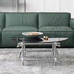 Дизайнерский журнальный стол с круглой столешницей на стальном основании Rivetyk варинант исполнения - 1 | Loft Concept в Ульяновске